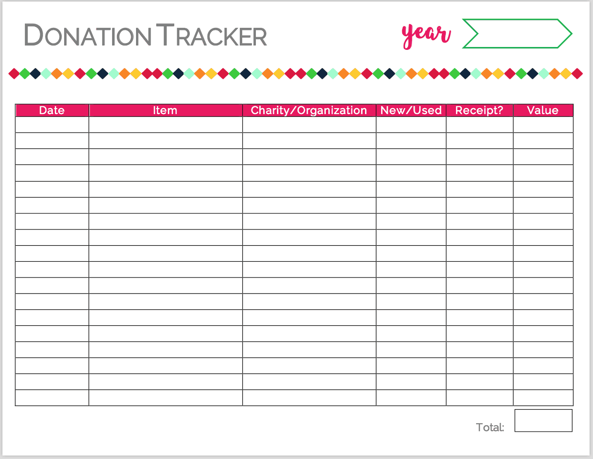 Printables Donation Tracker FREE Printable, Donation Tracker, Yearly
