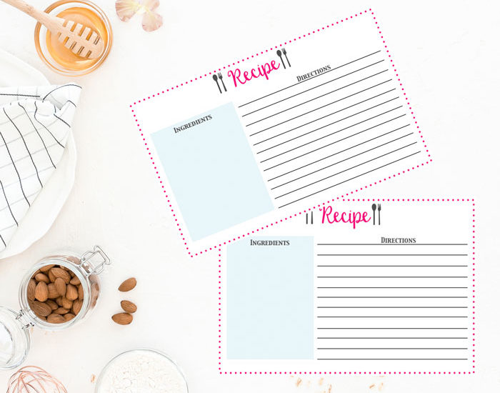 Printable Recipe Cards to help you organize your kitchen! These look so pretty displayed in my kitchen and are so easy to use. | printable recipe cards, recipe cards #recipecards #freeprintable