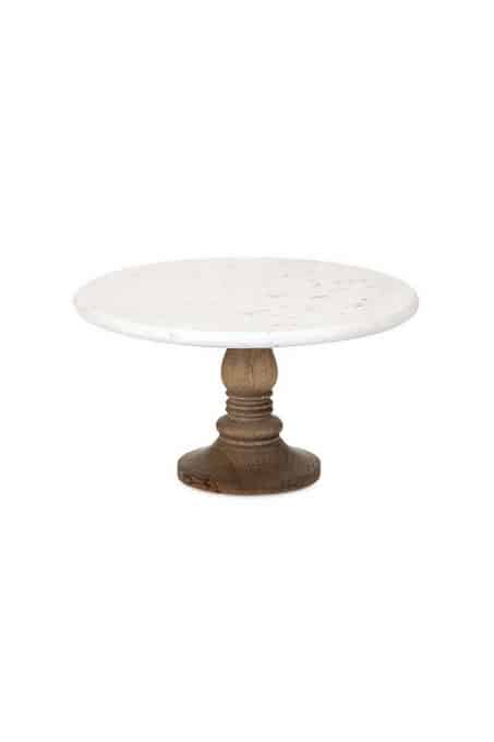 Marble & Wood Cake Stand, farmhouse decor gift guide