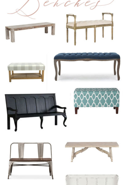 This list of more than 20 affordable benches is amazing! So many beautiful ideas that won't break the bank and will still look amazing in your home! affordable benches, entryway benches #affordabledecor #entrywayideas