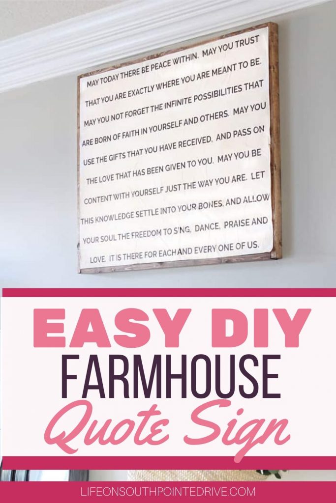 DIY Farmhouse Quote Sign with Calligraphy