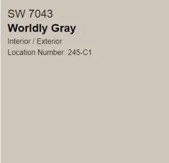 Sherwin Williams Worldly Gray Paint Chip